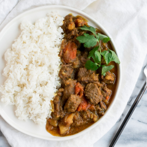 Kashmiri Lamb Curry with Cumin Rice and Naan